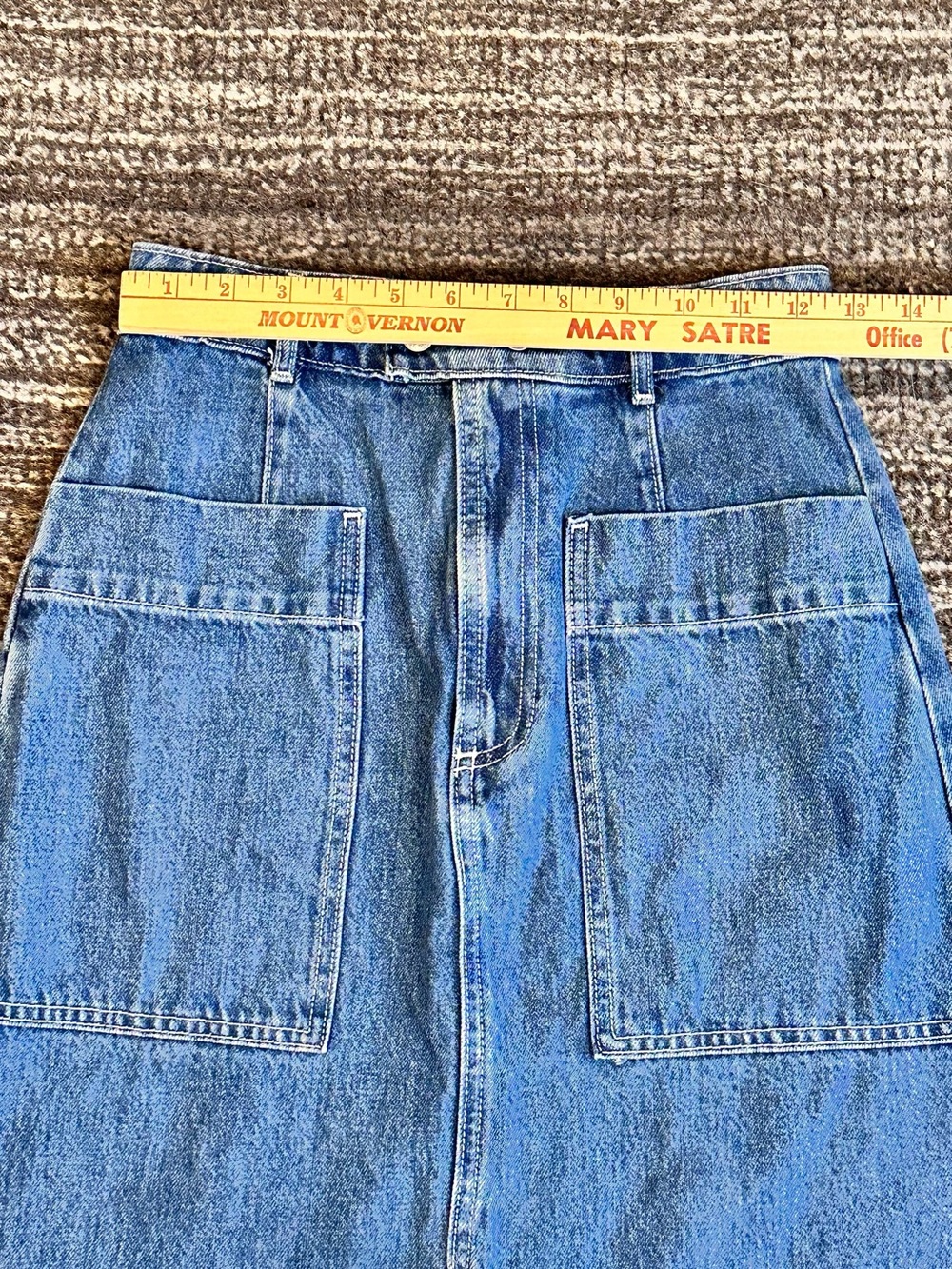 GAP Denim A-line Midi Skirt Size 0 Utility Pocket High Waist Medium Blue Wash - Picture 11 of 15